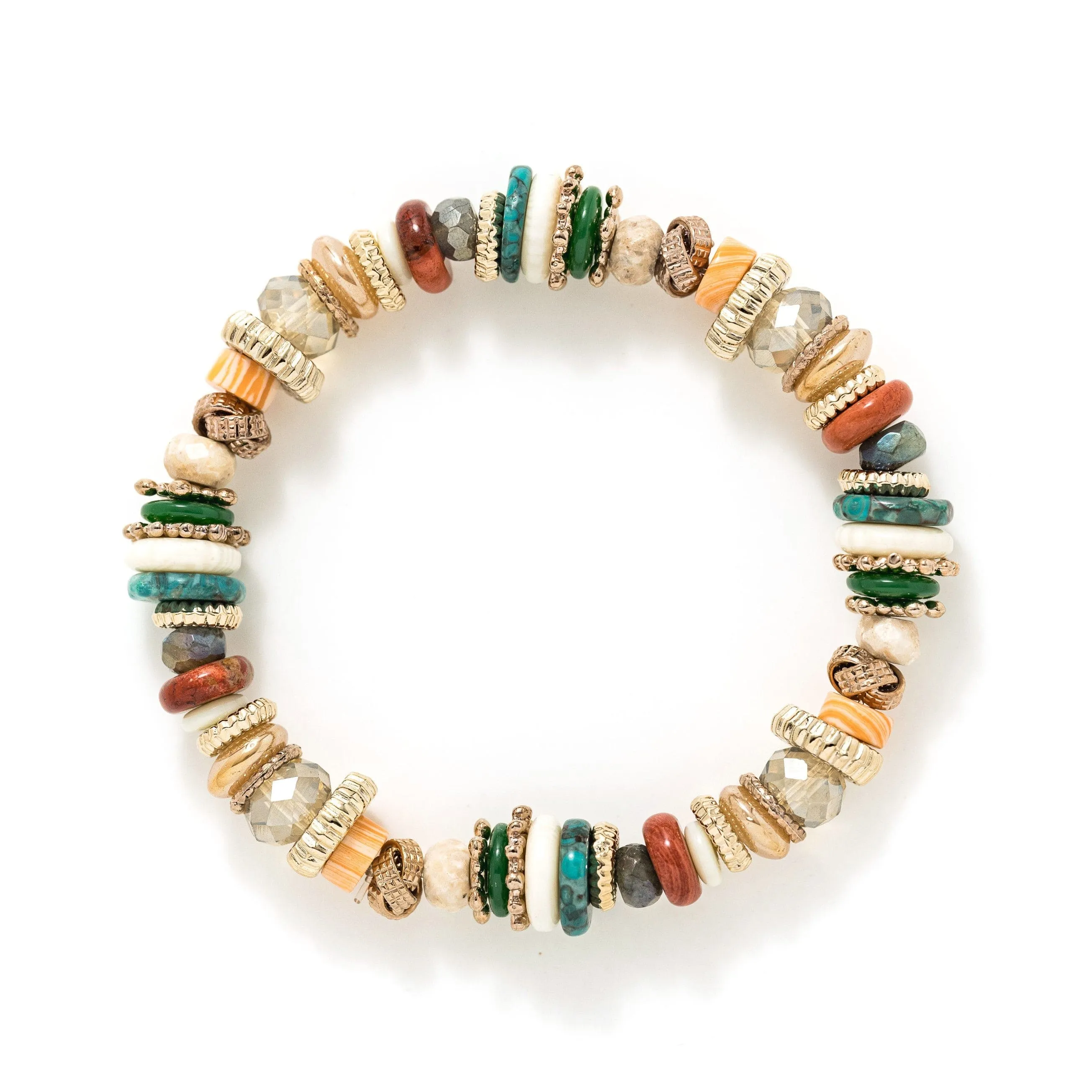 Sorrento Mixed Beaded Stretch Bracelet Desert