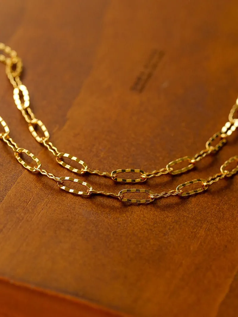 Square Cut Chain Choker Necklace Gold Silver