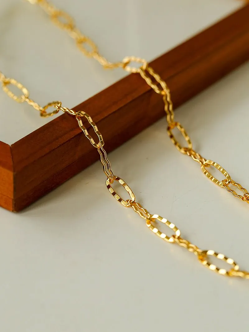 Square Cut Chain Choker Necklace Gold Silver