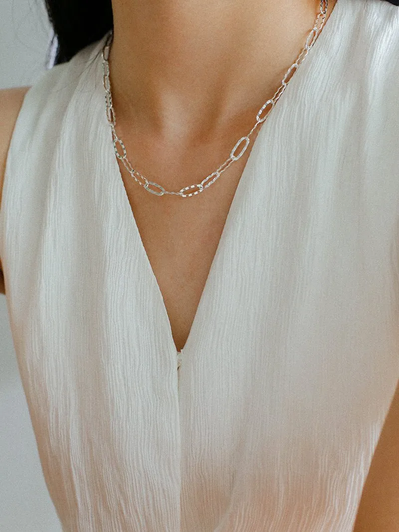 Square Cut Chain Choker Necklace Gold Silver