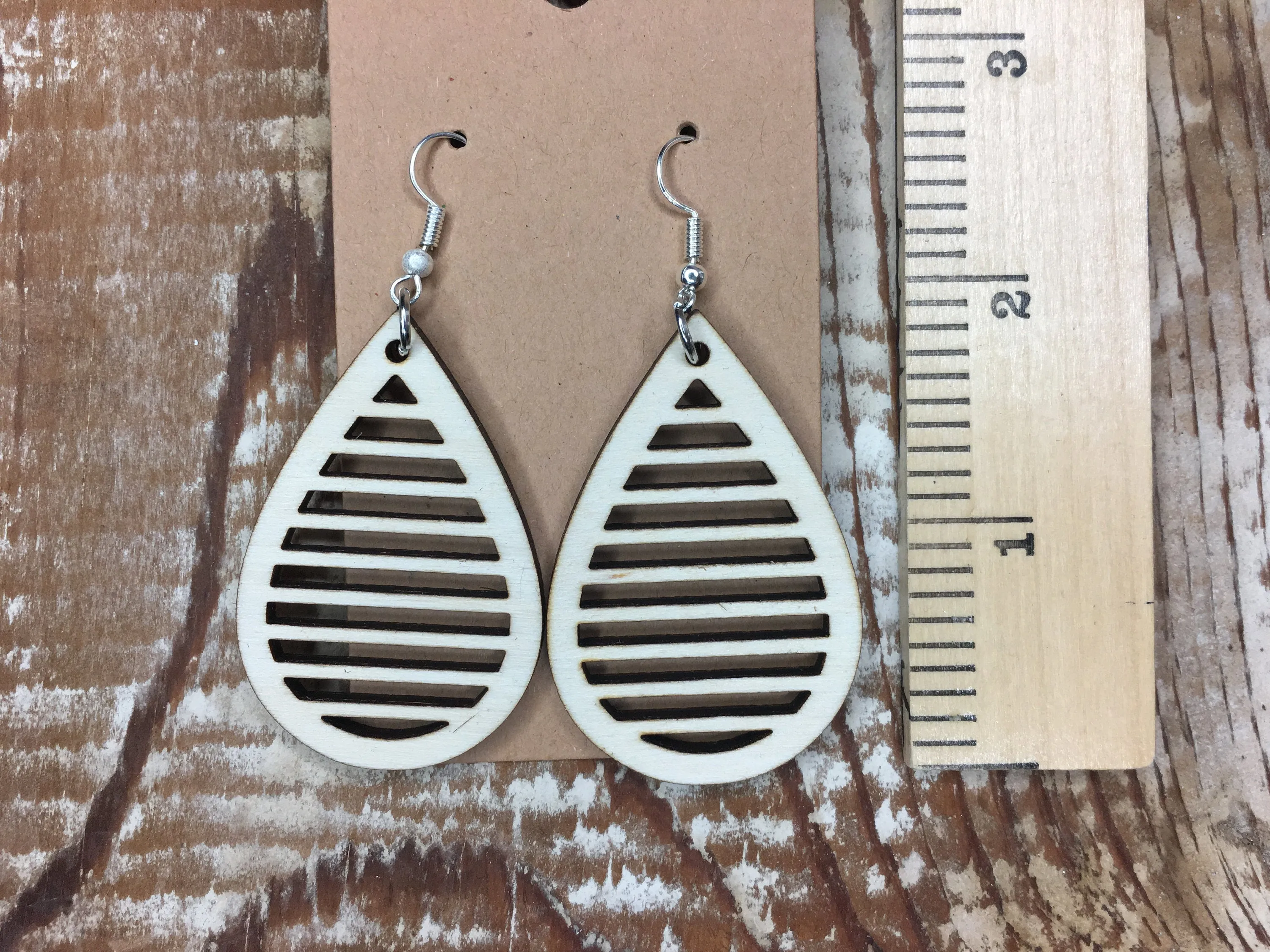 Statement Earrings, Woodland Jewelry, Boho Geometric Earrings, Large Teardrop, Cream Earrings