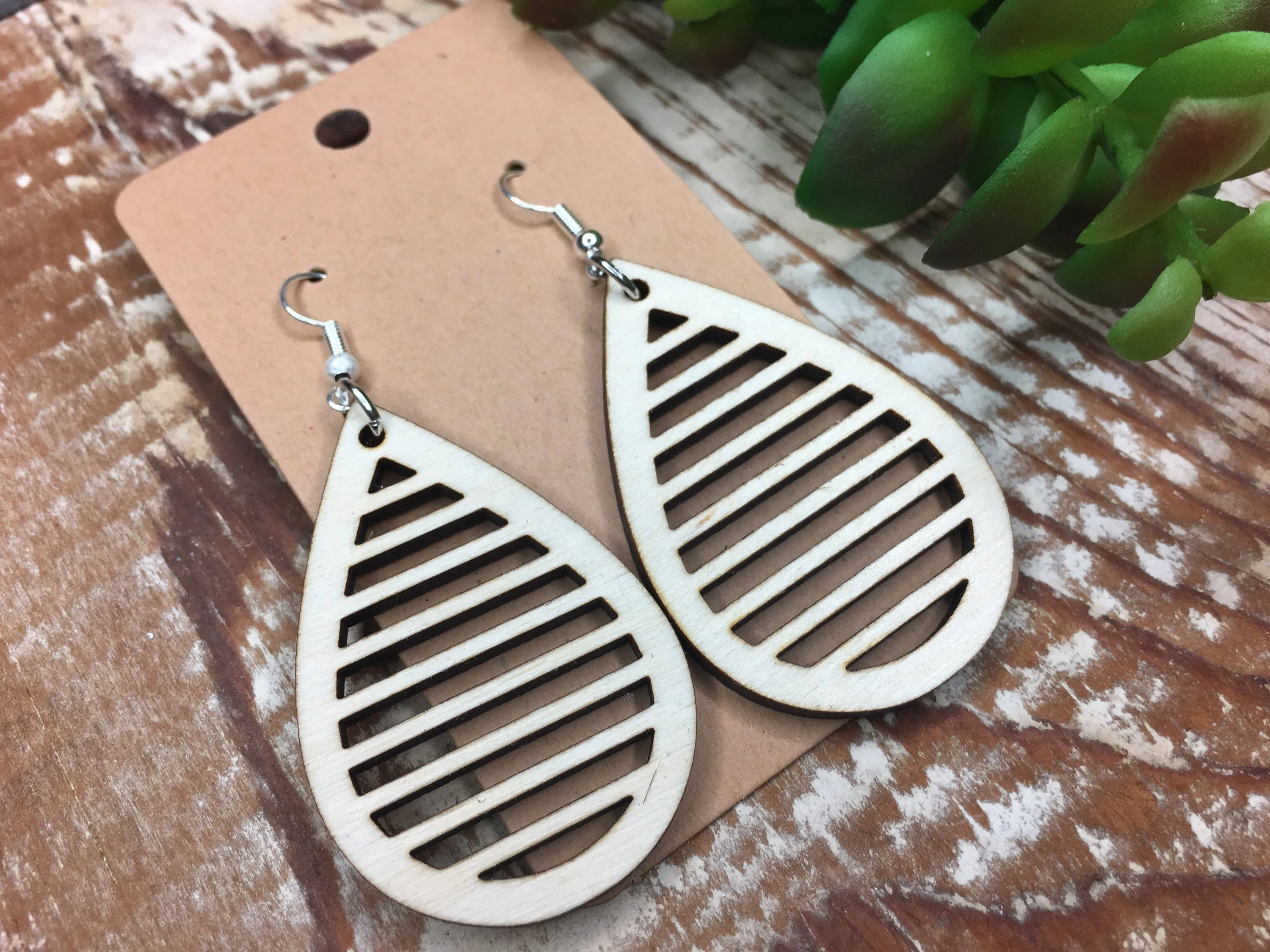 Statement Earrings, Woodland Jewelry, Boho Geometric Earrings, Large Teardrop, Cream Earrings