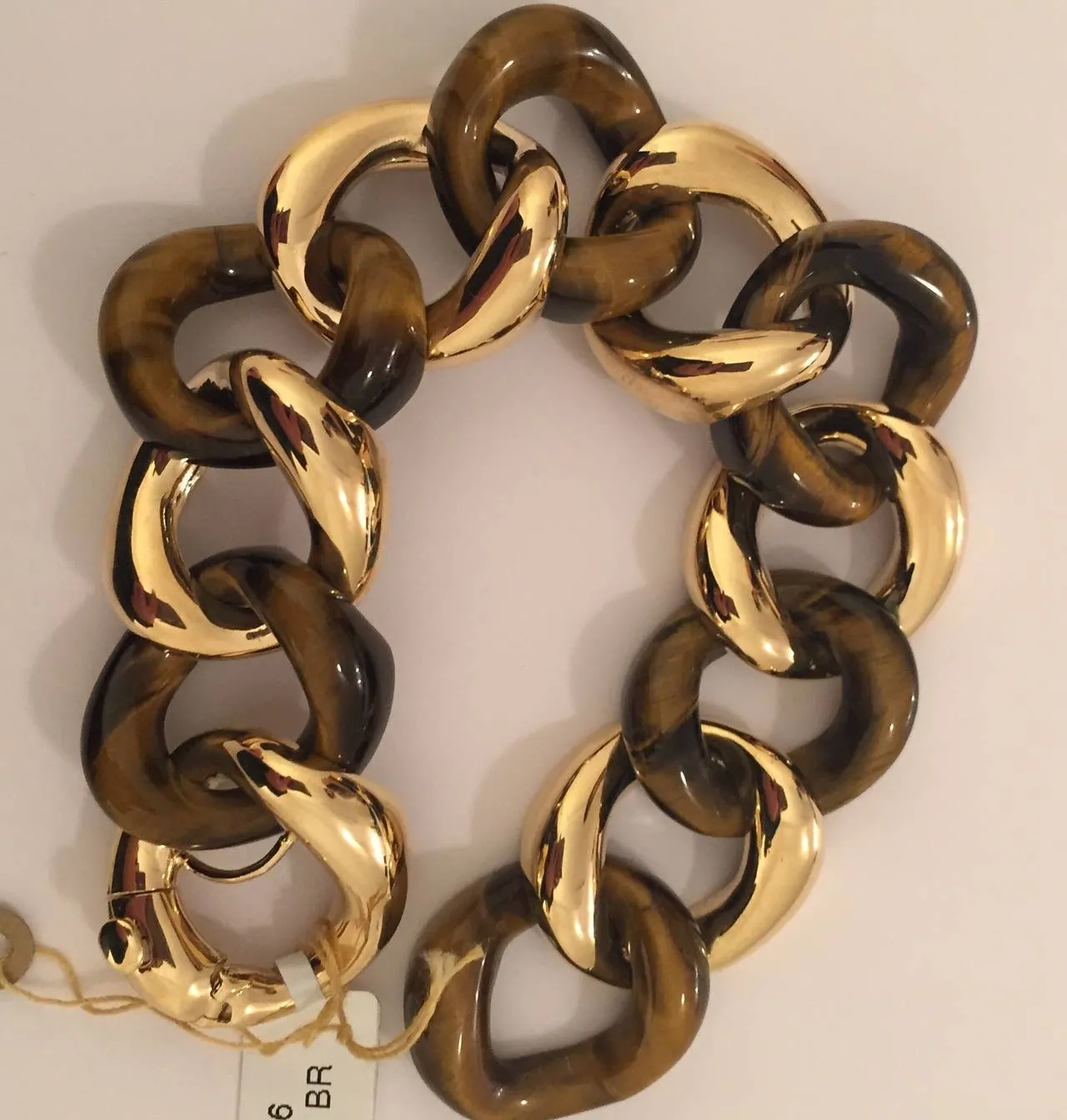 Tiger's Eye Gold Link Bracelet