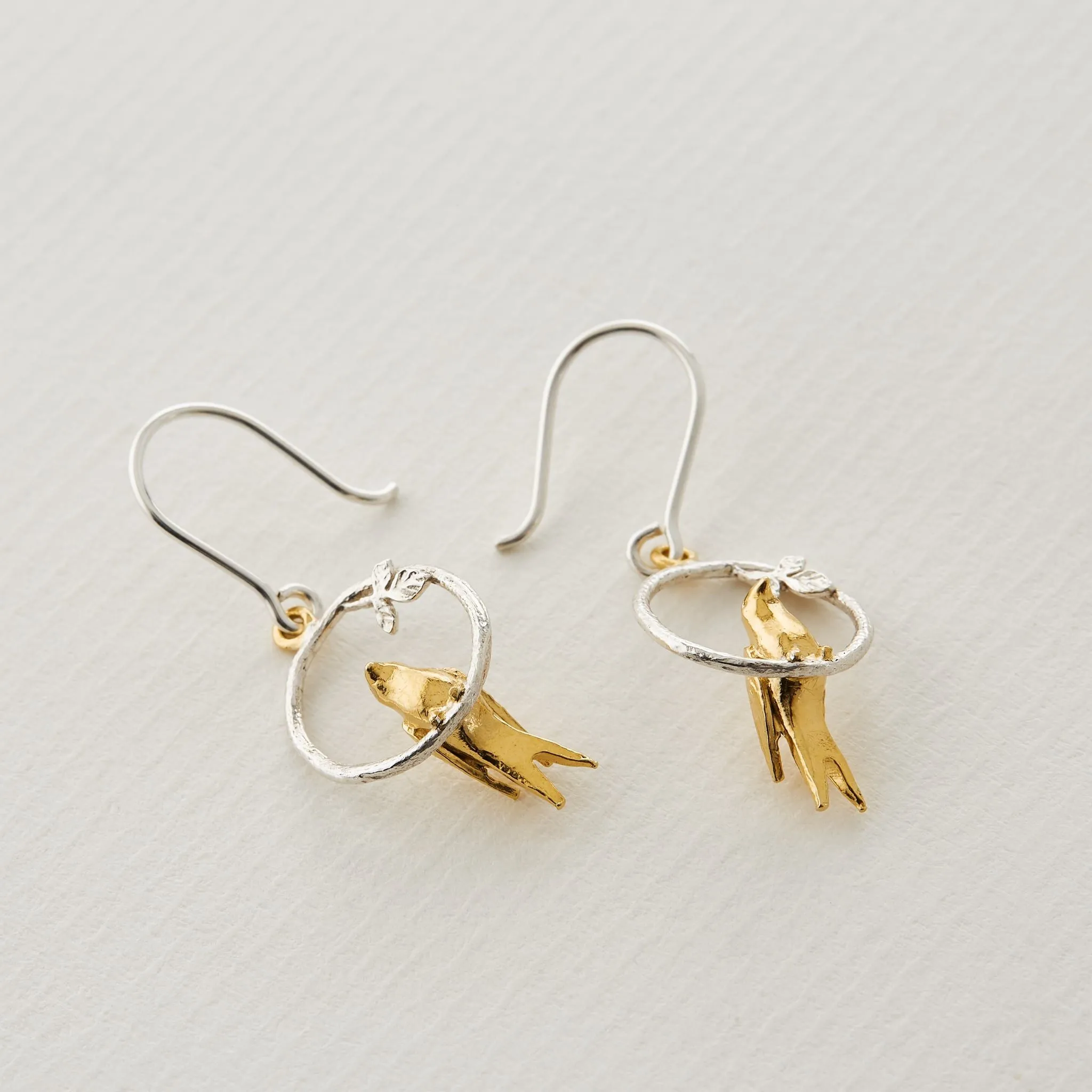 Tiny Bird Loop Earrings