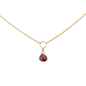 Tiny Garnet Drop Necklace