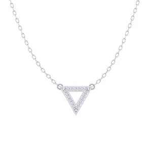 Triangle 1/20 Cttw Natural Diamond Pendant Necklace set in 925 Sterling Silver