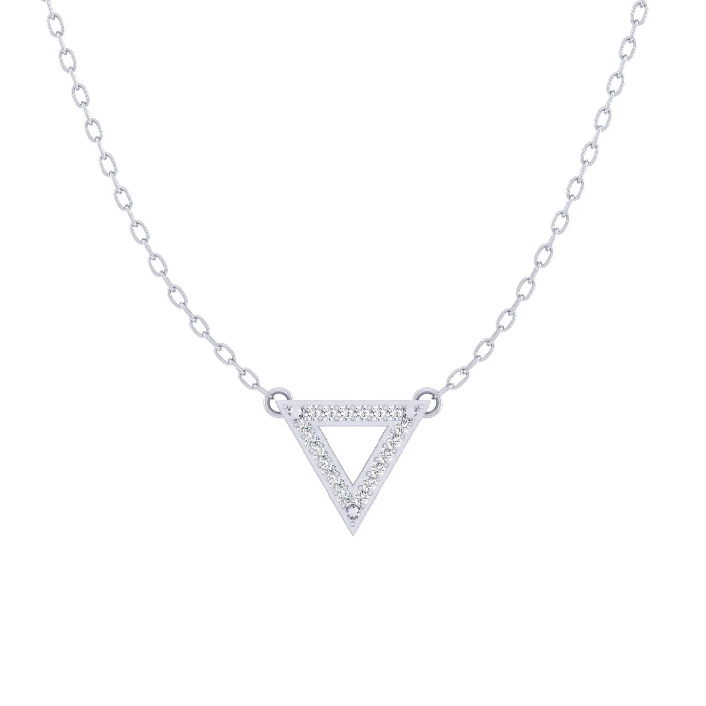 Triangle 1/20 Cttw Natural Diamond Pendant Necklace set in 925 Sterling Silver