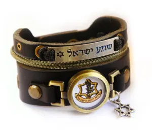 Triple Shema Yisrael Bracelet With Idf (Israel Defense Forces)