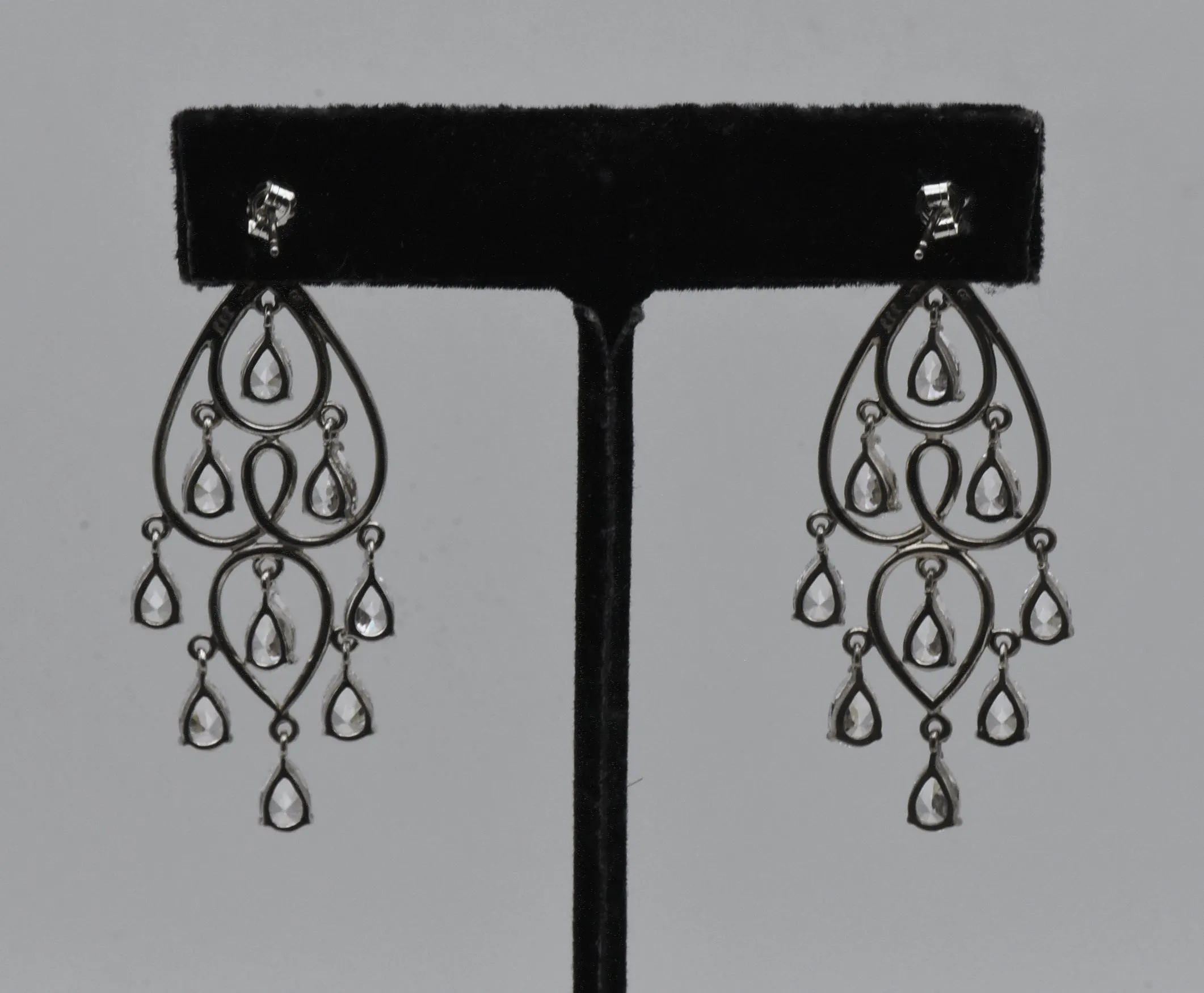 Vintage Cubic Zirconia Sterling Silver Chandelier Earrings