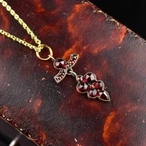 Vintage Rose Cut Bohemian Garnet Pendant Necklace