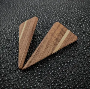 Walnut Stripe Triangle Stud Earrings