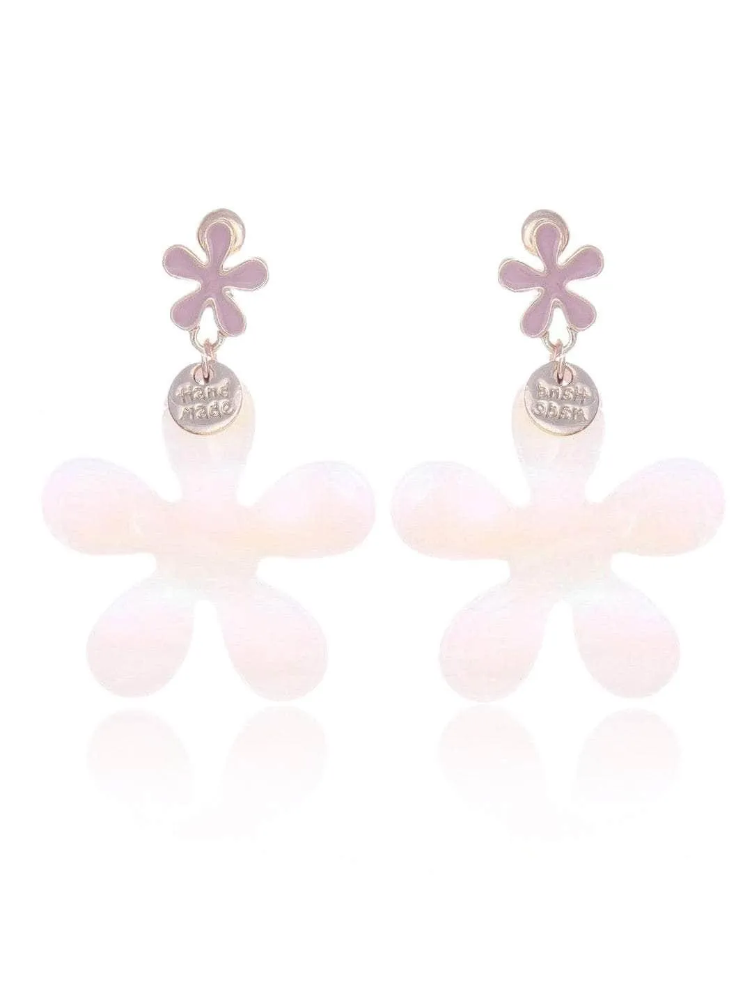 White Flower Earrings Grey