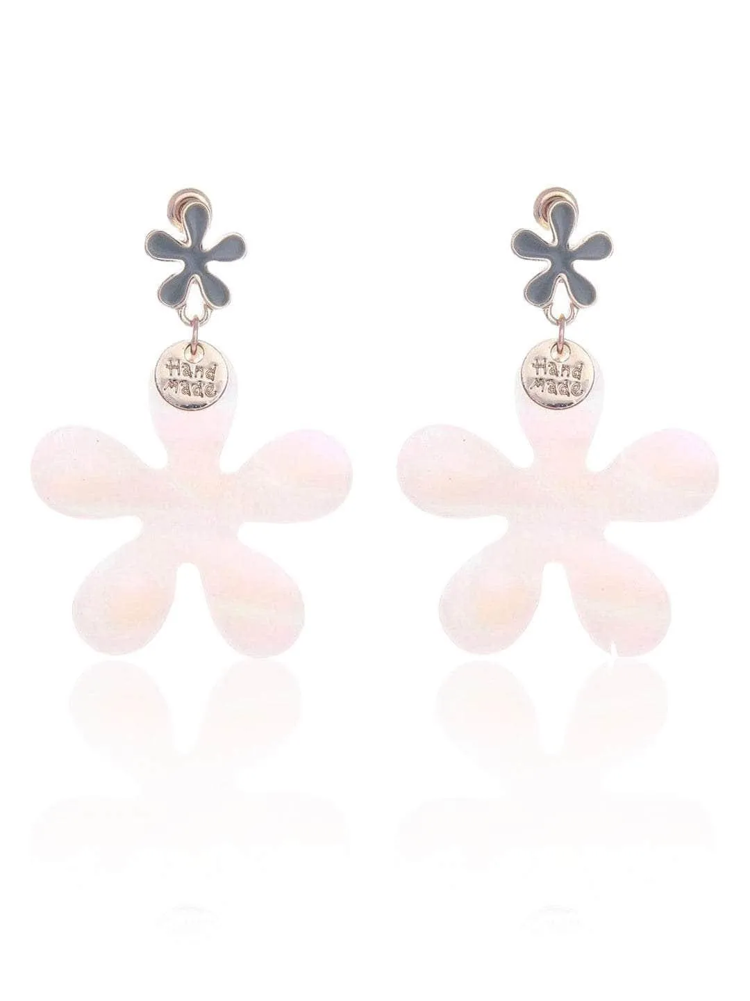 White Flower Earrings Grey